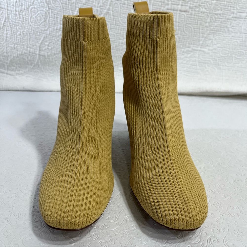 Everlane The Glove Boot Size 7 Yellow Ankle Ribbed Fabric Uppers 2 in Block Heel - Picture 3 of 16
